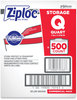 A Picture of product SJN-682256 Ziploc® Double Zipper Storage Bags 1 qt, 1.75 mil, 7" x 7.75", Clear, 500/Box