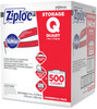 A Picture of product SJN-682256 Ziploc® Double Zipper Storage Bags 1 qt, 1.75 mil, 7" x 7.75", Clear, 500/Box