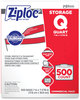 A Picture of product SJN-682256 Ziploc® Double Zipper Storage Bags 1 qt, 1.75 mil, 7" x 7.75", Clear, 500/Box