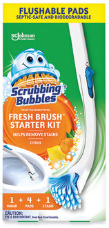 Scrubbing Bubbles® Fresh Brush® Toilet Cleaning System Starter Kit 19" Wand, 4 Pads, Stand