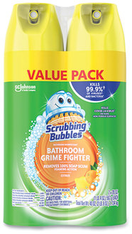 Scrubbing Bubbles® Bathroom Disinfectant Grime Fighter Aerosol Citrus Scent, 20 oz Can, 2/Pack