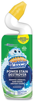 Scrubbing Bubbles® Power Stain Destroyer Toilet Bowl Disinfectant Rainshower Scent, 24 oz Bottle, 6/Carton
