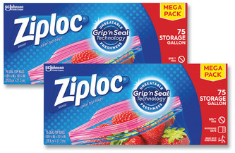 Ziploc® Seal Top Bags 1 gal, 10.75" x 10.56, Clear, 75 Bags/Pack, 2 Packs/Box