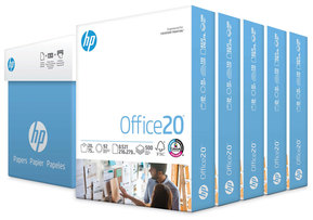 HP Papers Office20™ Paper, 92 Bright, 20 lb Bond Weight, 8.5 x 11, White, 500 Sheets/Ream, 5 Reams/Carton