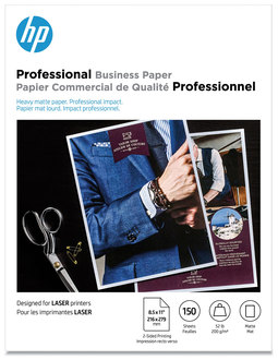 HP Professional Business Paper 52 lb Bond Weight, 8.5 x 11, Matte White, 150/Pack