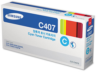 Samsung CLT-407S Toner Cartridges SU001A (CLT-C407S) 1,000 Page-Yield, Cyan