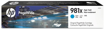 HP J3M68A-L0R16A Ink 981X, (L0R09A) High-Yield Cyan Original PageWide Cartridge