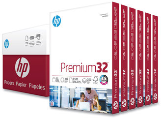 HP Papers Premium32™ 100 Bright, 32 lb Bond Weight, 8.5 x 11, Extra White, 250 Sheets/Ream, 6 Reams/Carton