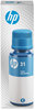 A Picture of product HEW-1VU26AN HP 31 High Yield Original Ink Bottle (1VU26AN) High-Yield Cyan