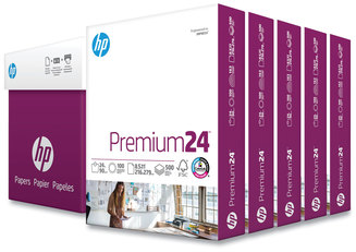 HP Papers Premium24™ Paper, 98 Bright, 24 lb Bond Weight, 8.5 x 11, Ultra White, 500 Sheets/Ream, 5 Reams/Carton