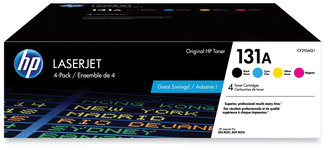 HP CF210A-CF213A Toner 131A, (CF210A-Q) 4-Pack Black/Cyan/Magenta/Yellow Original LaserJet Cartridges