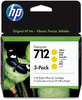 A Picture of product HEW-3ED79A HP 712 DesignJet Ink Cartridges (3ED79A) 3-Pack Yellow Original