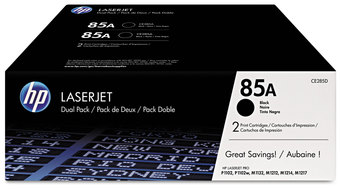 HP CE285A, CE285AT1, CE285AK, CE285D Toner 85A, (CE285D) 2-Pack Black Original LaserJet Cartridges