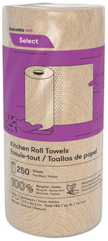 Cascades PRO Select® Kitchen Roll Towels 2-Ply, 11" x 166.6 ft, Natural, 250/Roll, 12/Carton