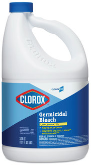 Clorox Germicidal Bleach. Concentrated Formula - 8.25%. FDA Approved. 121 oz Container.  3 Containers/Case.