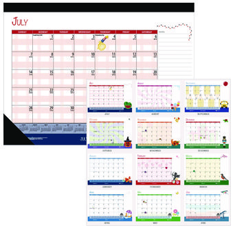 House of Doolittle™ 100% Recycled Seasonal Desk Pad Calendar Academic Year Illustrated Seasons Artwork, 22 x 17, Black Binding, 12-Month (July-June):2024-2025