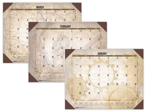 House of Doolittle™ 100% Recycled Vintage Desk Pad Calendar Artwork, 22 x 17, Sepia Sheets, Brown Corners, 12-Month (Jan-Dec): 2024