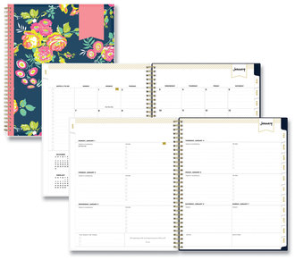 Blue Sky® Day Designer Peyton Create-Your-Own Cover Weekly/Monthly Planner Floral Artwork, 11 x 8.5, Navy, 12-Month (Jan-Dec): 2024