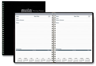 House of Doolittle™ 100% Recycled Meeting Note Planner 11 x 8.5, Black Cover, 12-Month (Jan to Dec): 2024