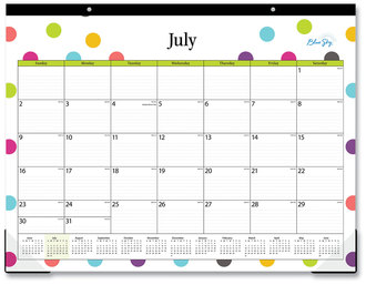 Blue Sky® Teacher Dots Academic Year Desk Pad 22 x 17, Black Binding, Clear Corners, 12-Month (July to June): 2024 2025