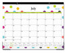 A Picture of product BLS-105496 Blue Sky® Teacher Dots Academic Year Desk Pad 22 x 17, Black Binding, Clear Corners, 12-Month (July to June): 2024 2025