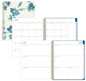 Blue Sky® Bakah Academic Year Weekly/Monthly Planner Floral Artwork, 11 x 8.5, Blue/White Cover, 12-Month (July-June): 2024-2025