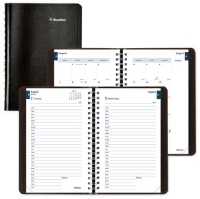 Blueline Academic Daily/Monthly Planner 8 x 5, Black Cover, 12-Month (Aug to July): 2024 2025