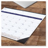 A Picture of product RED-CA177227 Blueline® DuraGlobe™ Academic 13-Month Desk Pad Calendar 22 x 17, White/Blue/Gray Sheets, Black Headband, (July to July): 2024 2025