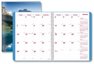 Brownline® Mountains 14-Month Planner Photography, 11 x 8.5, Blue/Green Cover, (Dec to Jan): 2023 2025