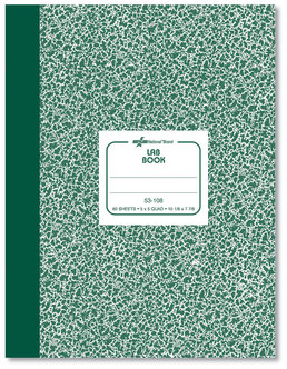 National® Composition Lab Notebook Quadrille Rule, Green Cover, (60) 10.13 x 7.88 Sheets