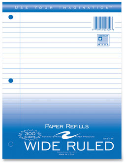 Roaring Spring® Notebook Filler Paper 3-Hole, 8 x 10.5, Wide/Legal Rule, 300/Pack