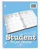A Picture of product ROA-12145 Roaring Spring® Student Plan Book 40-Weeks: Six-Subject Day, Blue/White Cover, (100) 11 x 8.5 Sheets