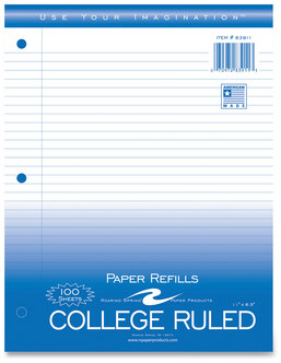 Roaring Spring® Notebook Filler Paper 3-Hole, 8.5 x 11, College Rule, 100/Pack