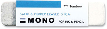 Tombow® Mono® Sand & Rubber Eraser and For Pencil/Ink Marks, Rectangular Block, Medium, White