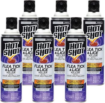 Hot Shot Aerosol Flea, Tick & Lice Killer with Odor Neutralizer. 6/pack.