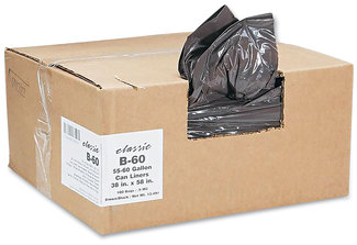 Classic Linear Low-Density Can Liners 55 to 60 gal, 0.9 mil, 38" x 58", Black, 10 Bags/Roll, Rolls/Carton