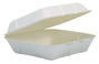 A Picture of product DCC-HC9FBR1 Dart® Compostable Fiber Hinged Trays. 8.98 X 9.35 X 2.17 in. Ivory. 100 trays/sleeve, 2 sleeves/carton.