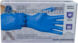 Empress Exam Grade Nitrile Glove Blue Powder Free Medium 3mil 100/box  10/ box/case