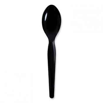 Boardwalk® Wrapped Heavyweight Polystyrene Cutlery Teaspoon. Black. 1000 spoons/carton.