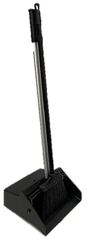 Straight Handle Lobby Dust Pan & Broom Combo. Black.