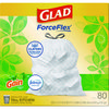 A Picture of product CLO-78900 Glad® ForceFlex™ Kitchen Drawstring Trash Bags. 13 gal. 24 X 27.38 in. White. Gain Original scent. 80 bags/box.