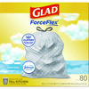 A Picture of product CLO-78899 Glad® ForceFlex™ Kitchen Drawstring Trash Bags. 13 gal. 24 X 27.38 in. White. Fresh Clean scent. 80 bags/box.