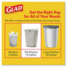 A Picture of product CLO-78564 Glad® ForceFlex™ Tall Kitchen Drawstring Trash Bags. 9 mil. 13 gal. 23.75 X 25.38 in. White. 120 bags/box.