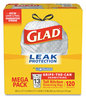 A Picture of product CLO-78564 Glad® ForceFlex™ Tall Kitchen Drawstring Trash Bags. 9 mil. 13 gal. 23.75 X 25.38 in. White. 120 bags/box.