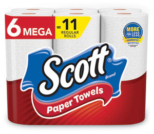 Scott® Choose-a-Size Mega Kitchen Roll Paper Towels, 1-Ply, 100/Roll, 6 Rolls/Pack, 4 Packs/Carton