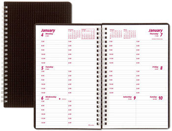 Brownline® DuraFlex Weekly Planner 8 x 5, Black Cover, 12-Month (Jan to Dec): 2025