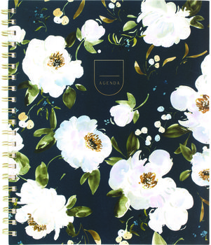 Cambridge® Leah Bisch Weekly/Monthly Floral Planner Artwork, 11" x 9.25", Blue/White/Gold Cover, 12-Month (Jan to Dec): 2025