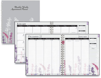 House of Doolittle™ 100% Recycled Wild Flower Weekly/Monthly Planner Flowers Artwork, 9 x 7, Gray/White/Purple Cover, 12-Month (Jan-Dec): 2025