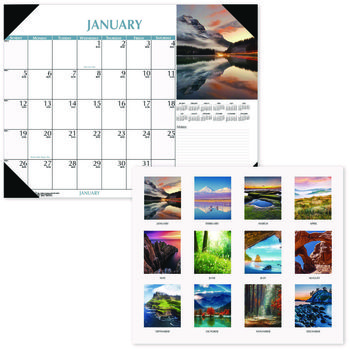 House of Doolittle™ Earthscapes™ Scenic Desk Pad Calendar Photos, 22 x 17, White Sheets, Black Binding/Corners,12-Month (Jan-Dec): 2025