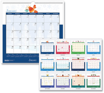 House of Doolittle™ 100% Recycled Seasonal Wall Calendar Illustrated Seasons Artwork, 12 x 12-Month (Jan to Dec): 2025